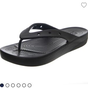 CROCS Womens Classic Black Platform Thong Sandals Size 9